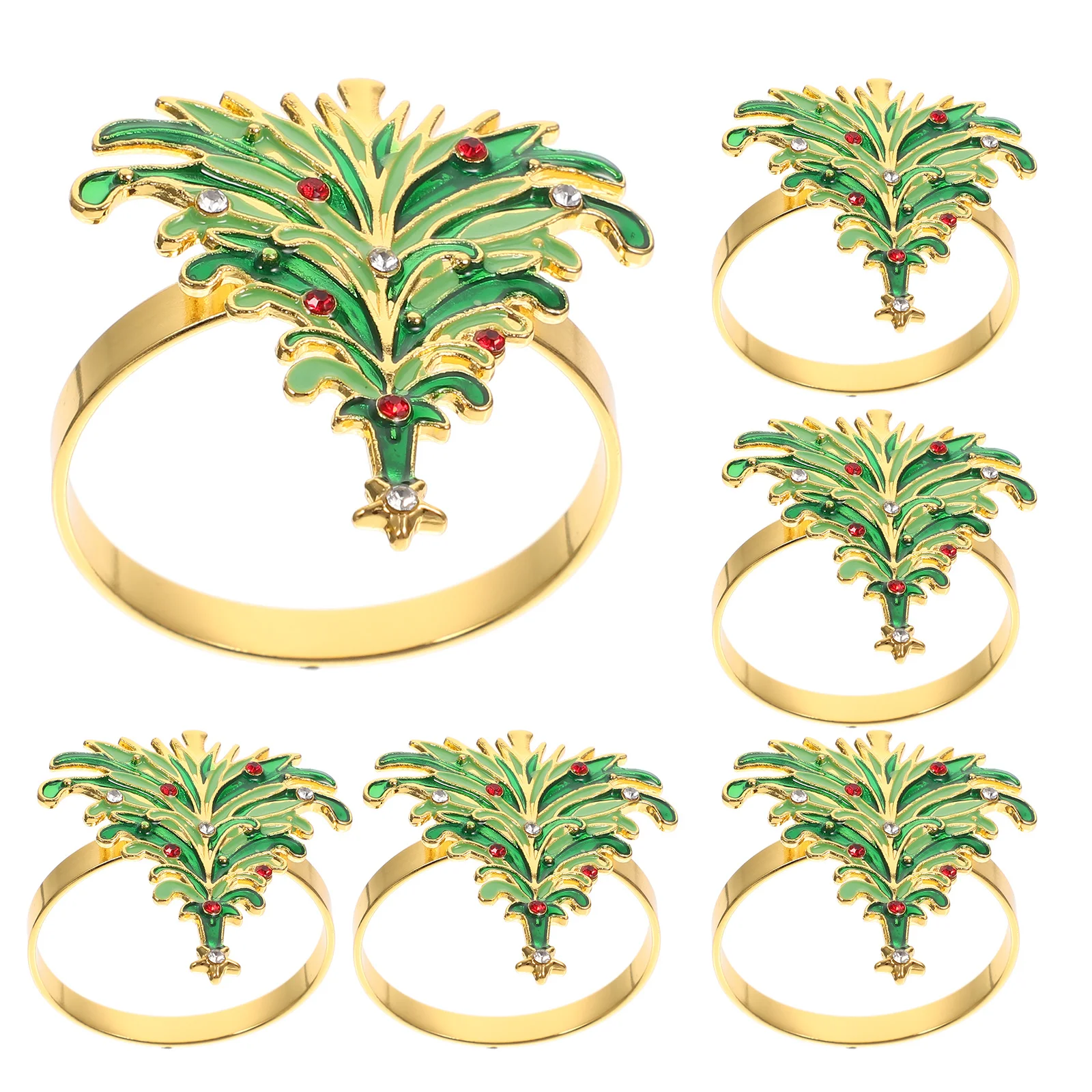 

6Pcs Xmas Tree Napkin Buckles Decorative Napkin Rings Table Adornments Party Wedding Holiday Christmas Gift