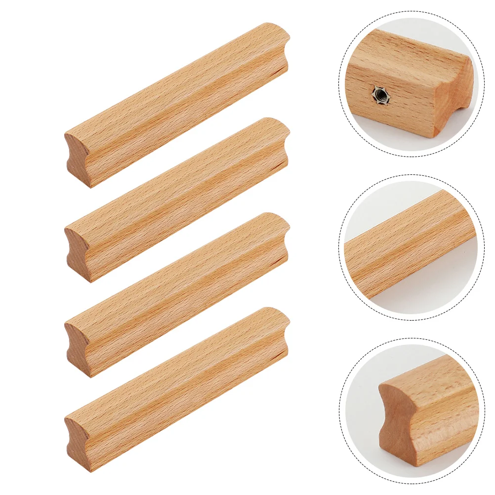 Poignée en Bois Massif Personnalisé pour la Maison, 4 Pièces, Poignées de Porte d'Armoire, de Cuisine, Armoire à Chaussures, Commode en Hêtre, Meubles Vieilli