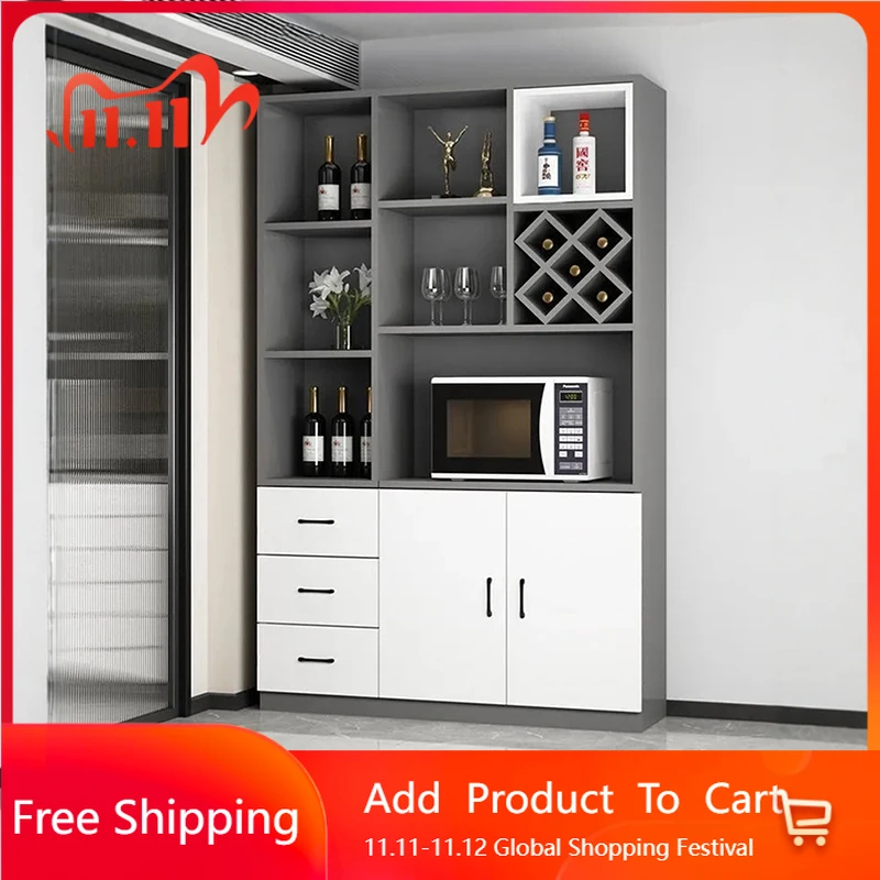 

Nordic Luxury Wine Cabinet Shelves Mobile Living Room Storage Bar Cabinet Restaurant Wood Multifunctional Repisa Home Furniture