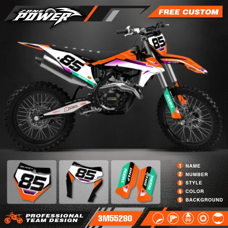 

Powerzone Custom Team Graphics Decals Sticker Kit for KTM EXC EXC-F 2020 2021 2022 2023 SX SXF 2019 2020 2021 2022 129