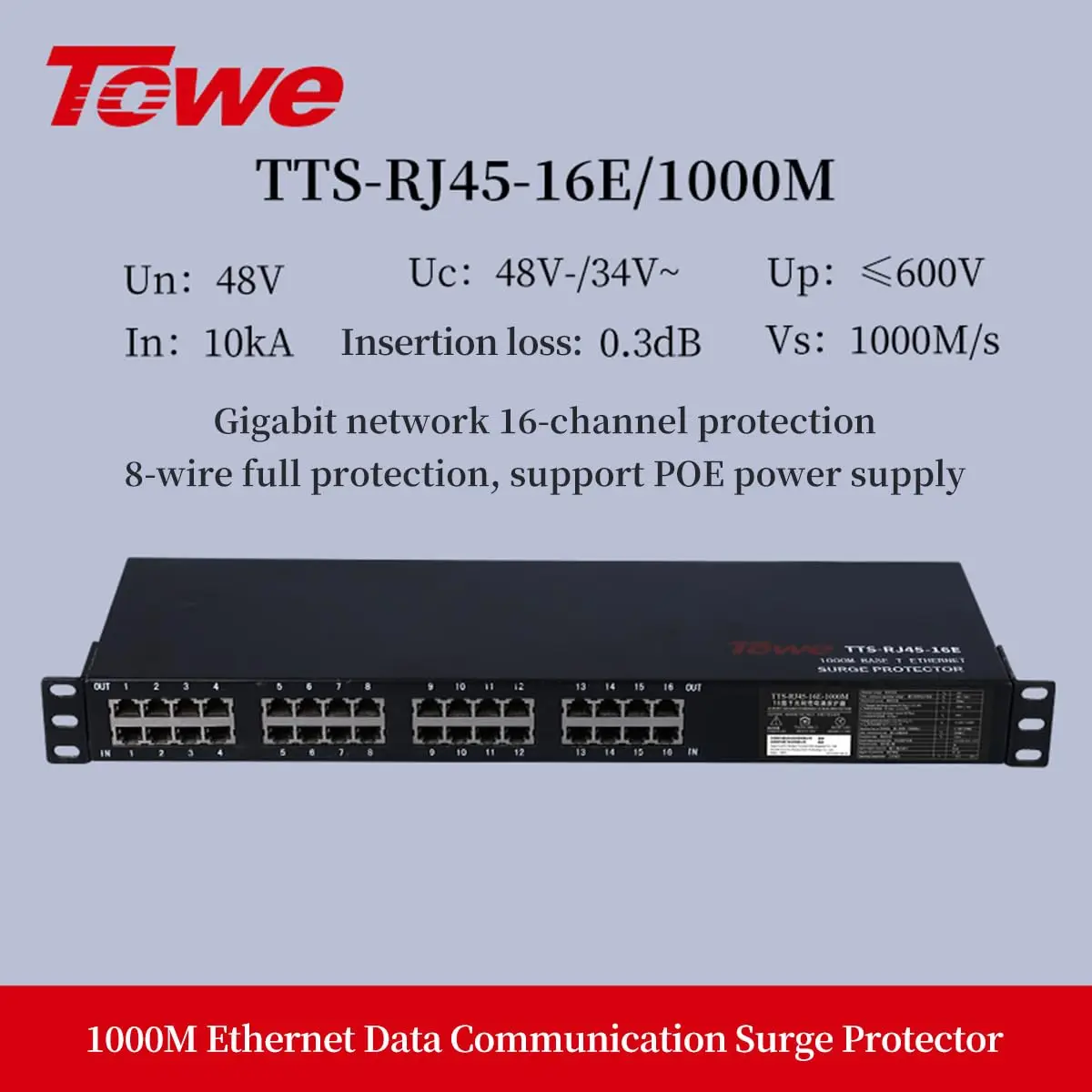 TOWE RJ45 Ethernet Surge Protector PoE CAT6 Lightning Arrester Network SPD Shielded Protector for CCTV Router Switch IP Camera