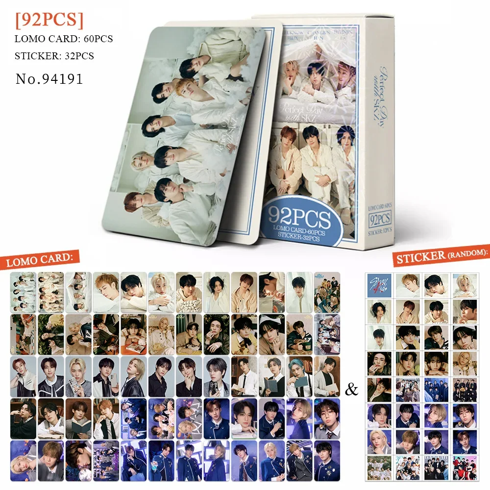 92pcs Kpop Idol Boy Group Album Perfect Day with SK Magic School Laser Lomo Card Star Photocards Postcards Series Sticker Card