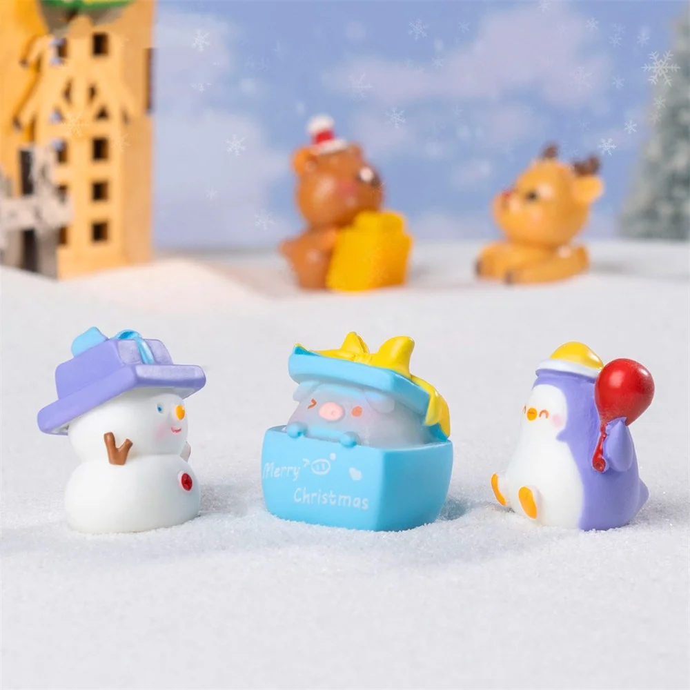 Micro Landscape Figurines Creative Christmas Miniatures Mini Christmas Ornaments Modular Animal Town Decorations For Office Home