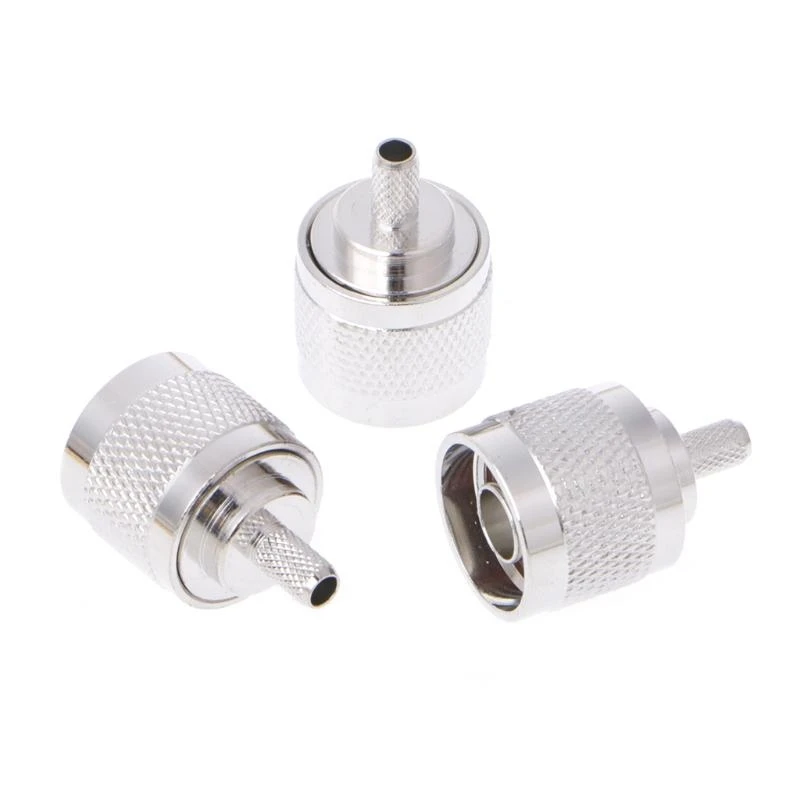 10pcs n 남성 플러그 크림프 RG58 RG142 LMR195 RG400 동축 케이블 스트레이트 커넥터