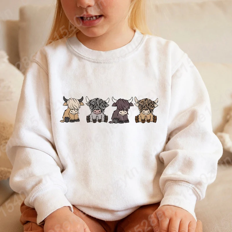 

Cow Graphic Sweatshirts For Kids Autumn Winter Children Round Neck Hoodless Pullover Kids Girls New Fashion Long Sleeve Pullover