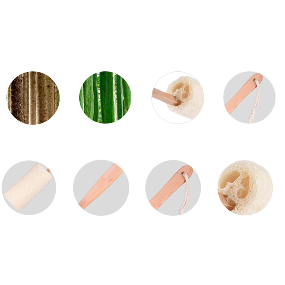 

Wooden Handle 36*10Cm Natural Loofah Sponge Bath Scrubber Exfoliating Body Brush Shower Back Cleaning Tool