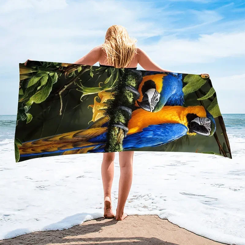 Parrot Pattern Beach Towel Color Bird for Adults Kids Large Soft Quick Dry Swimming Bath Towel Camping Tent Travel Towel Blanket