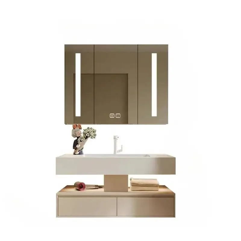 # Round Mirror Bathroom Cabinet Hang Wall Pullout White Floating Bathroom Cabinet Vanity Drawers Mobile Da Bagno Furniture