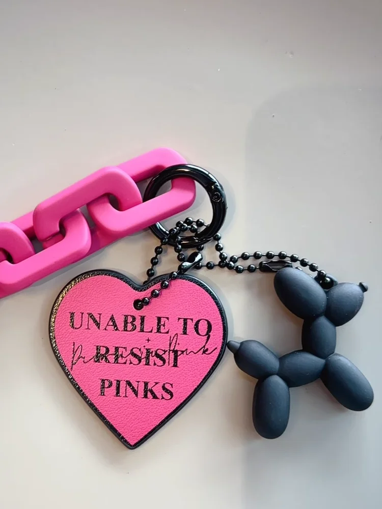 

Sweet Cute Trend Cool Balloon Puppy Pink Chain Keychain Pendant For Women Gift