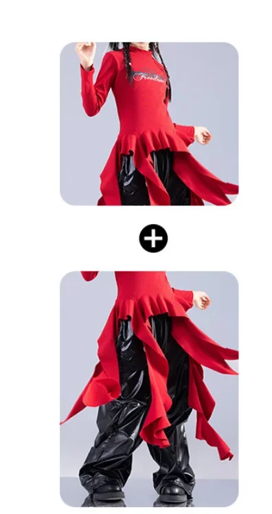 Girls K-pop Strap Crop Top Joggers Pants Child Hip Hop Stage Costume Kids Streetwear Jazz Street Dance Girl Group Clothes Set