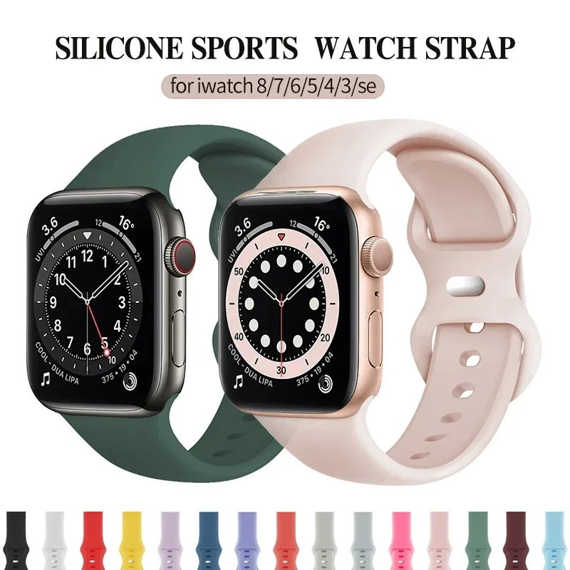 Correa de silicona para Apple Watch, pulsera deportiva, iWatch Series 8,7,6,5, 4, 3, SE, 9 Ultra 2, 44mm, 45mm, 40mm, 41mm 42-38mm, 45mm
