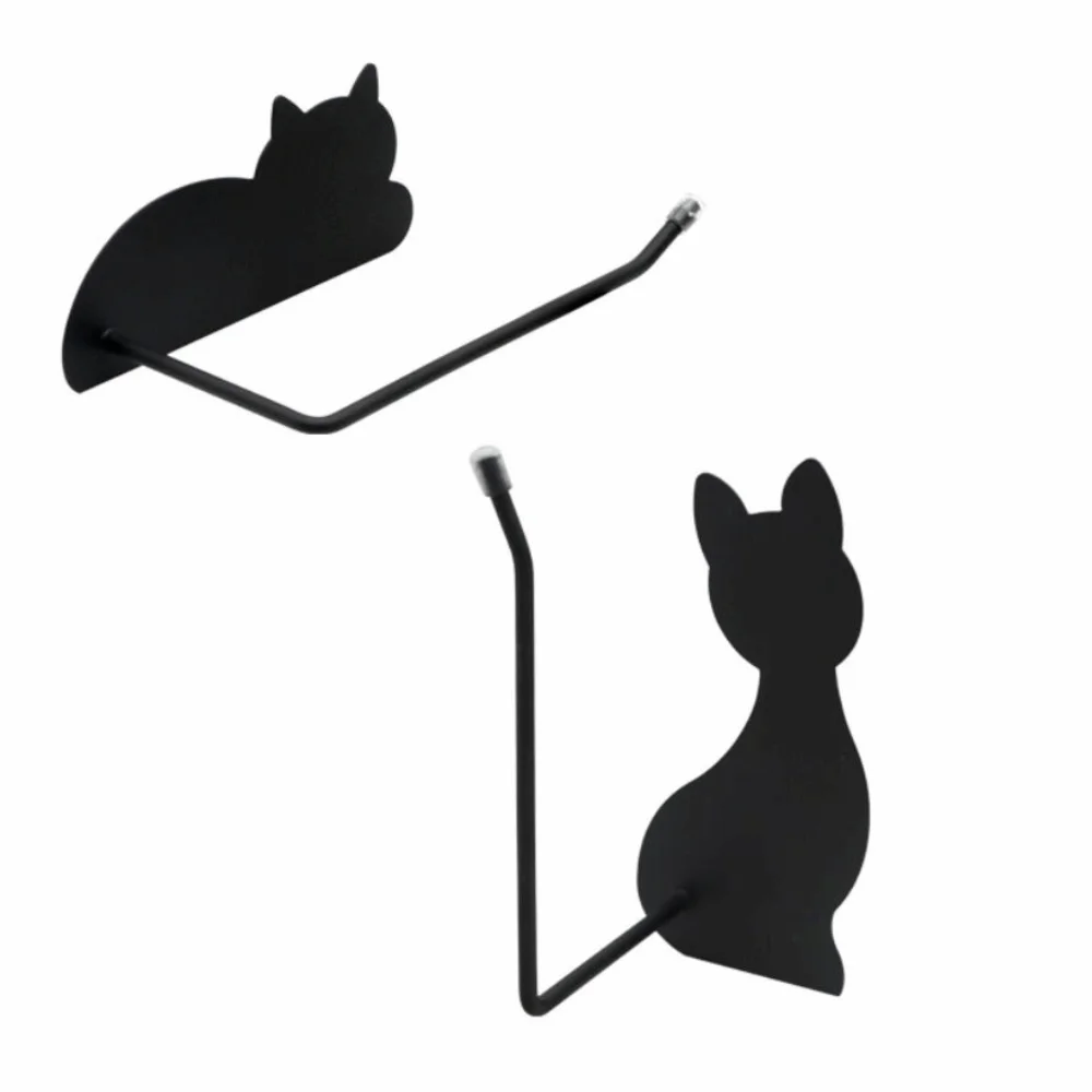 Stylish Space Saving Cute Cat Tissue Rack Self-Adhesive Wall-Mounted Headphone Hanger Concise Minimalist Cable Hanger Office