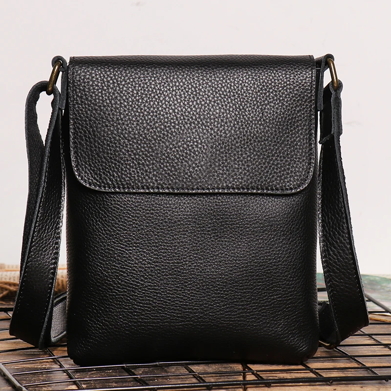 

Genuine Leather Daily Casual Shoulder Bag for Men Small Dark Brown Vintage Messenger Bag Men's New Fashion Design Sling Bags