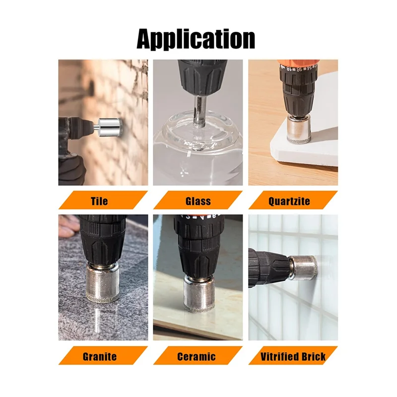 T61C_Diamond Drill Bits Set 10PC Diamond Hole Saw Set Glass Drill Bit