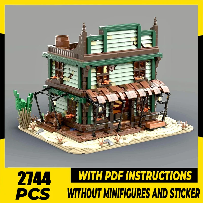 

CIty Street View Moc Building Blocks Modular Western Saloon Model Technology Brick DIY Assembly Construction Toy Holiday Gifts