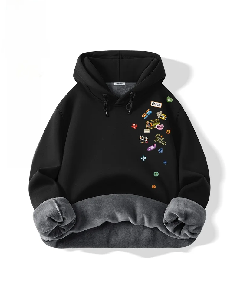 

Monkey Hooded Sweatirt Men's Winter Thiened Fce Warmth Printing Casual Long Sve Cotton Polyester Blend