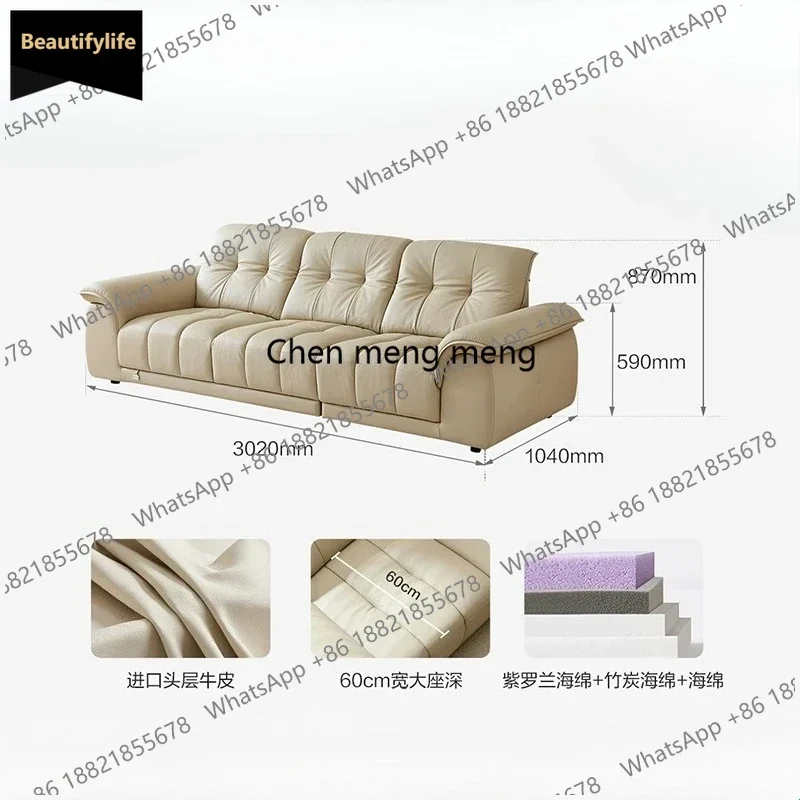 c139 2025 New Living Room Sofa Head Layer Leather Armchair Straight Row Lazy Modern Lounge Relaxing Designer Sponge Couch Furnit