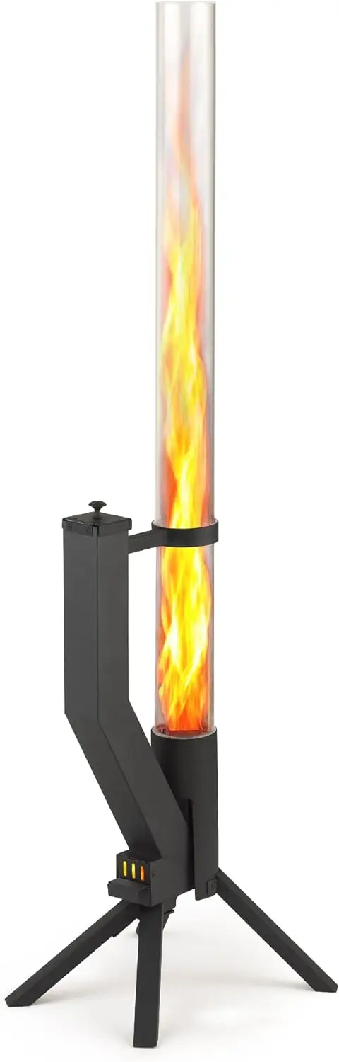 Wood Pellet Patio Heater & Pellet Fire Pit, Stainless Steel, 51in, Black | Outdoor pellet fire tube with smokeless flame