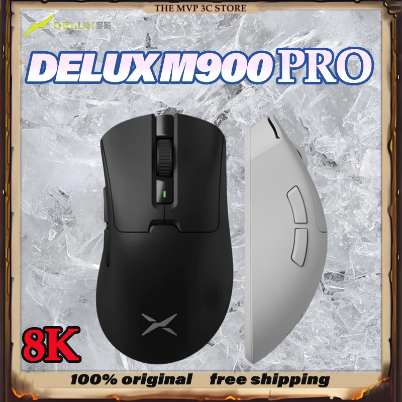 

Беспроводная игровая мышь Delux M900 Pro, специальная электронная спортивная мышь PAW3395, скорость опрокидывания 8K, 2,4 г, с ключом 8K/4K, RGB FPS, индивидуальная мышь