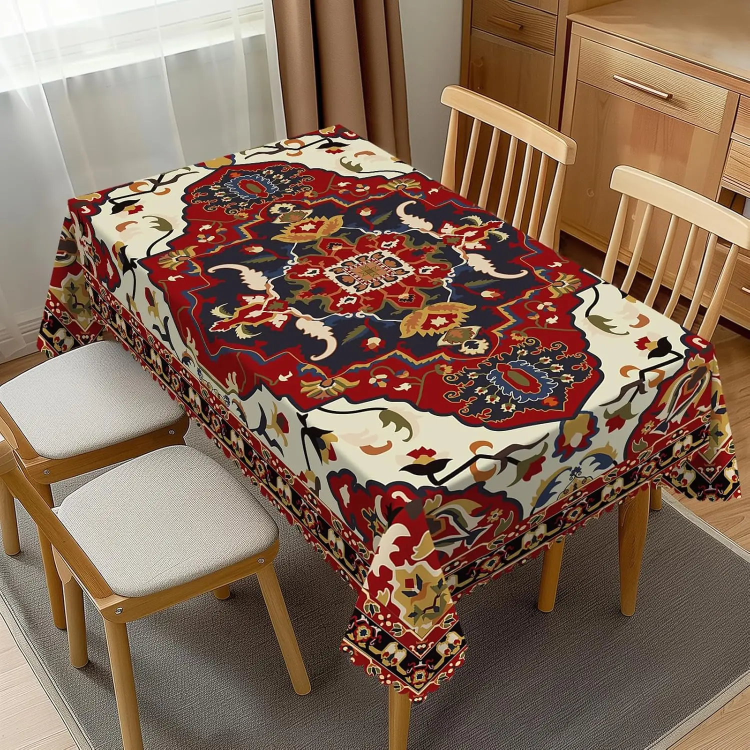 Persischer Teppich-Tischläufer, geometrisch, ethnisch, orientalisch, traditionelle Tischdecke, Küche, Party-Dekoration