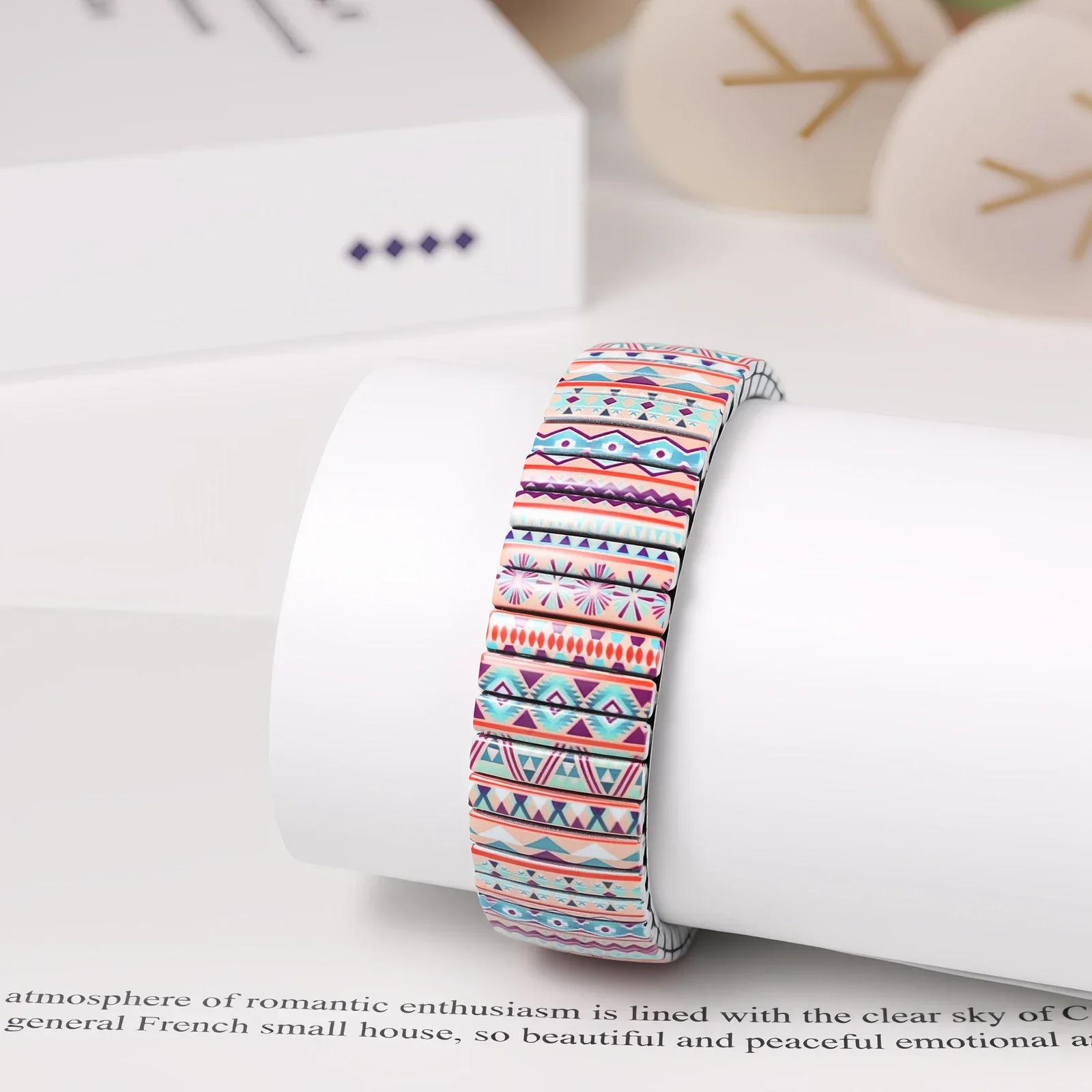Women Stretch Band Watch Bohemian Large Arabic Numerals Easy Read Quartz Ladies Elastic Stainless Steel Bracelet Wristwatch Gift