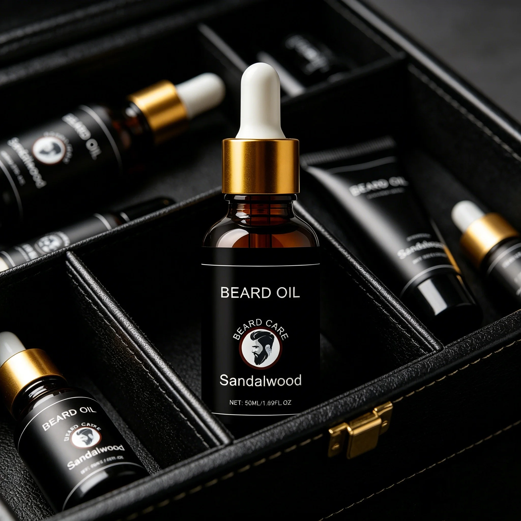 Man Sandalwood Beard Care Essential Oils Improve Growth Keep Styling Oil Control Non Irritating Professional Beard Nourish Serum