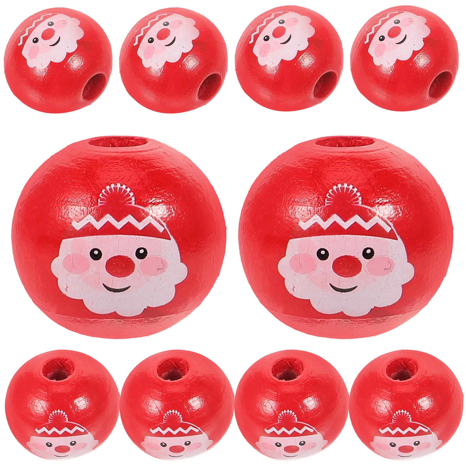 

30Pcs Christmas Wood Beads Smooth Round DIY Craft Supplies Jewelry Making Beads Garland Accessories Garland Making Accessories