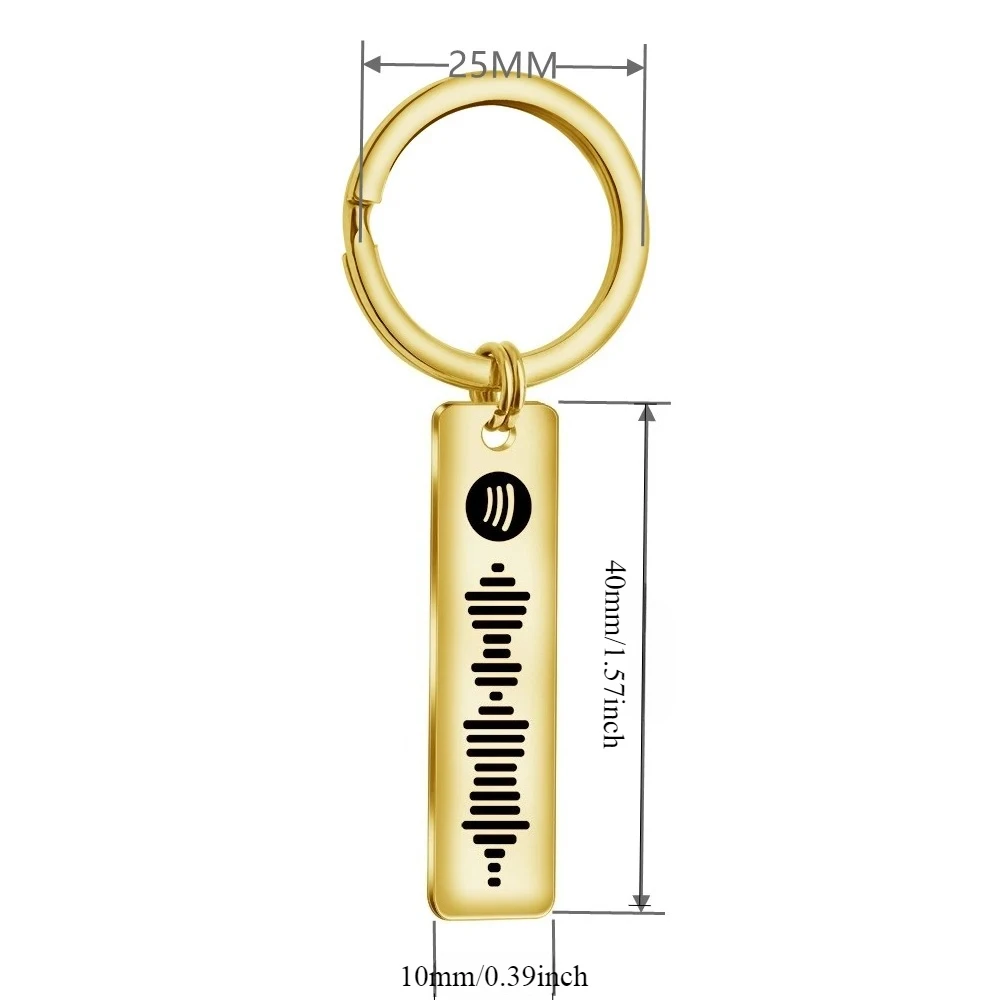 تخصيص سبوتيفي سلاسل المفاتيح الفولاذ المقاوم للصدأ نقش رمز الموسيقى Keyrings لمحبي الموسيقى أفضل شخصية مفتاح سلسلة مجوهرات هدية #6