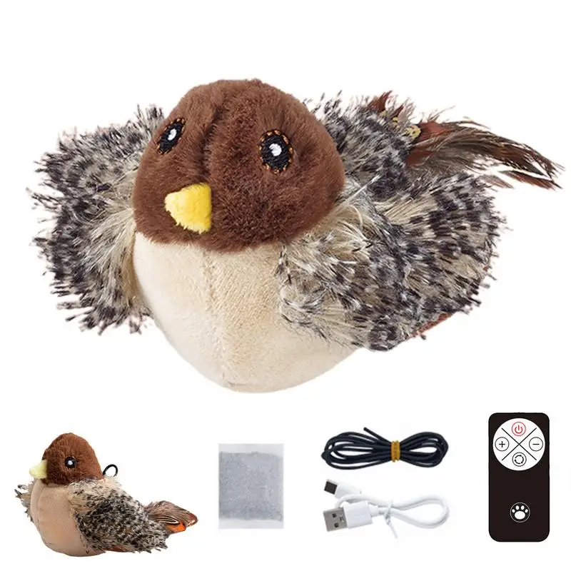 

Interactive Cat Toys Electric Squeaky Simulation Bird Plush Cats Pets Teasing Toys With Feather Catnip Kitten Chirping Bird Toys