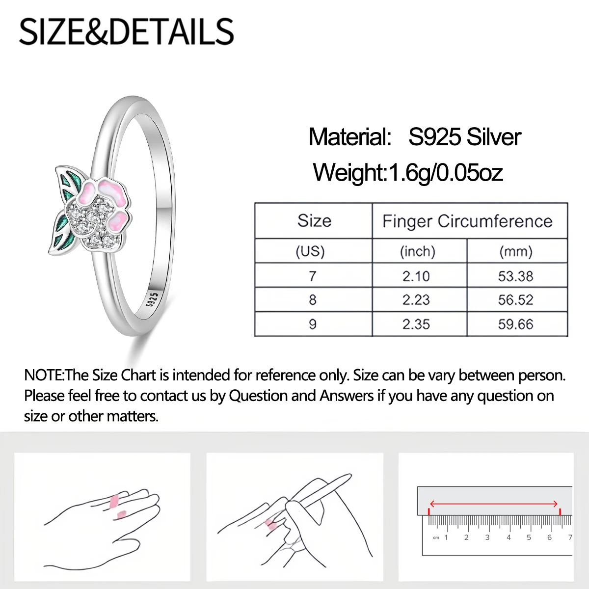 Women's Simple Design 925 Sterling Silver Engagement Ring