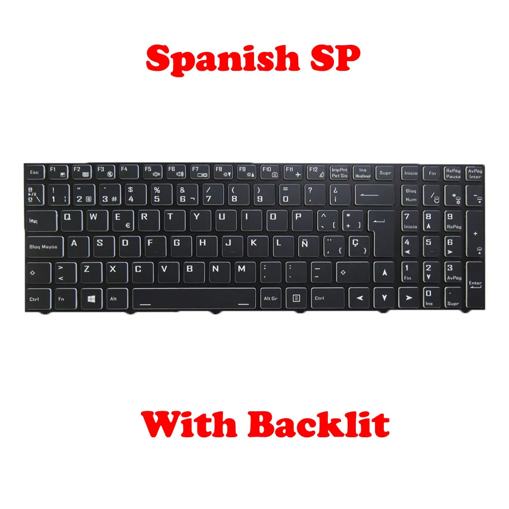 RGB Backlighting Keyboard For Slimbook ESSENTIAL 15.6' Spanish SP English US German GR French FR Nordic NE Russian RU Turkey New