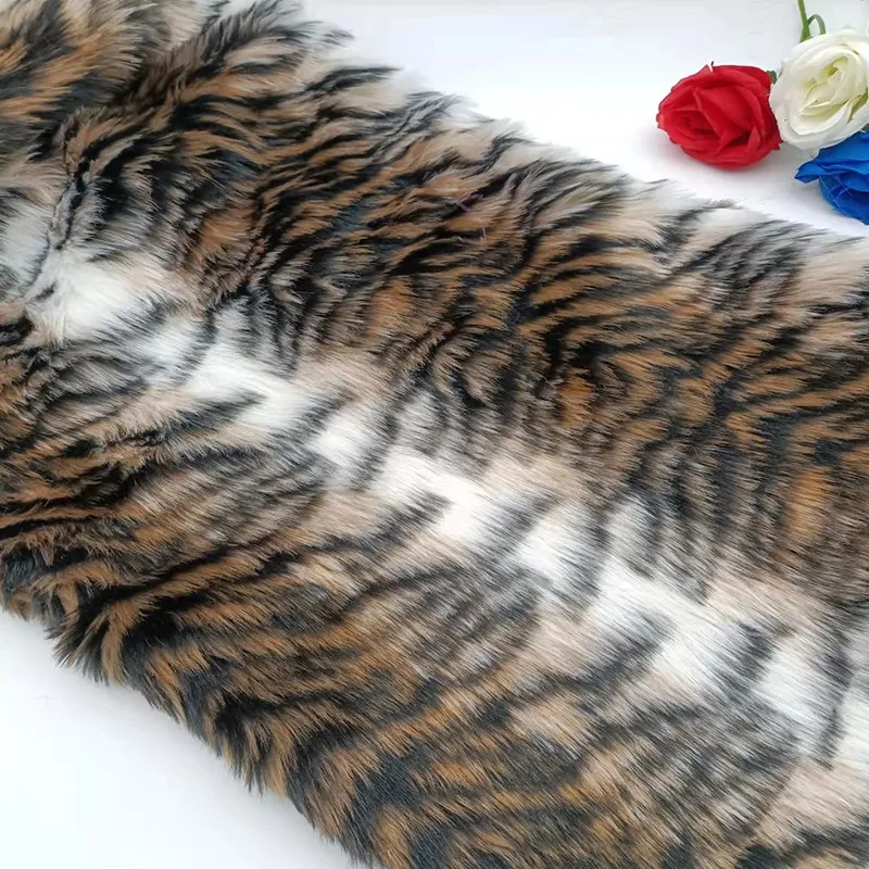 tiger pattern 2cm plush faux fur fabric imitation fur performance clothing faux fur fabric for patchwork