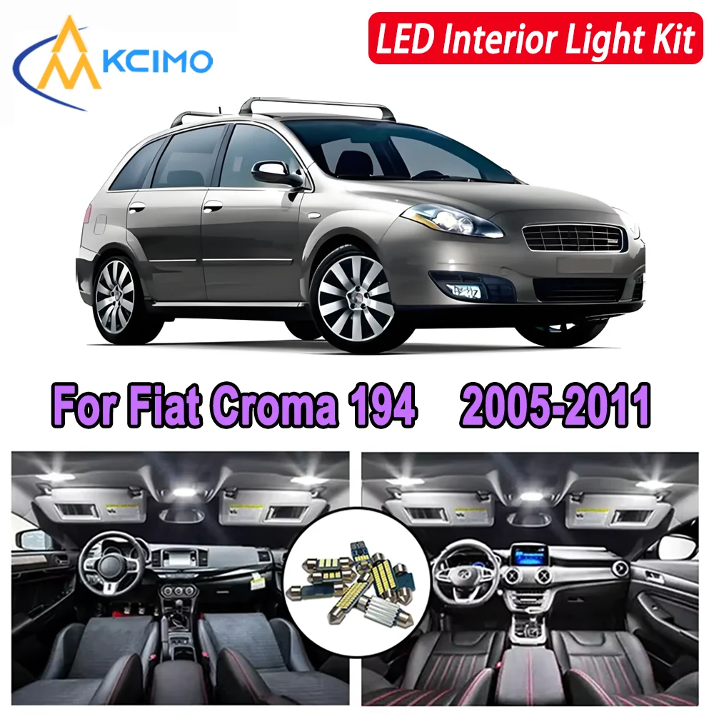 

Kcimo LED For Fiat Croma 194 2005 2006 2007 2008 2009 2010 2011 Premium Bright LED Interior Dome Map Trunk Light Kit New Car Led