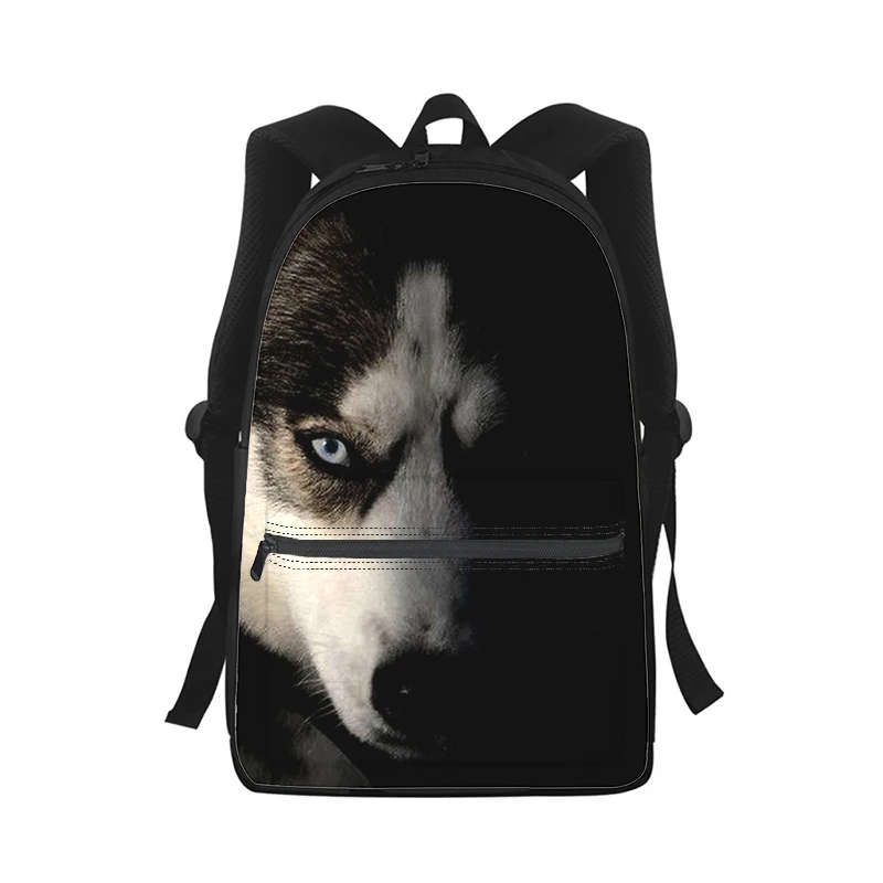 Husky dog tas punggung Laptop Pria Wanita, ransel berpergian cetakan 3D untuk sekolah murid anjing lucu keren