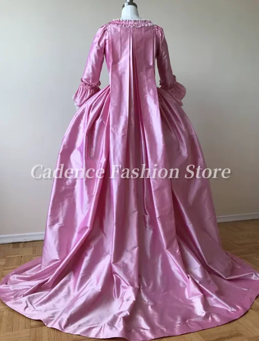 فستان روكوكو ماري أنطوانيت وردي مخصص 1700s الملكي كورت بيل ماري أنطوانيت رداء لا فرانسيز كيس الظهر