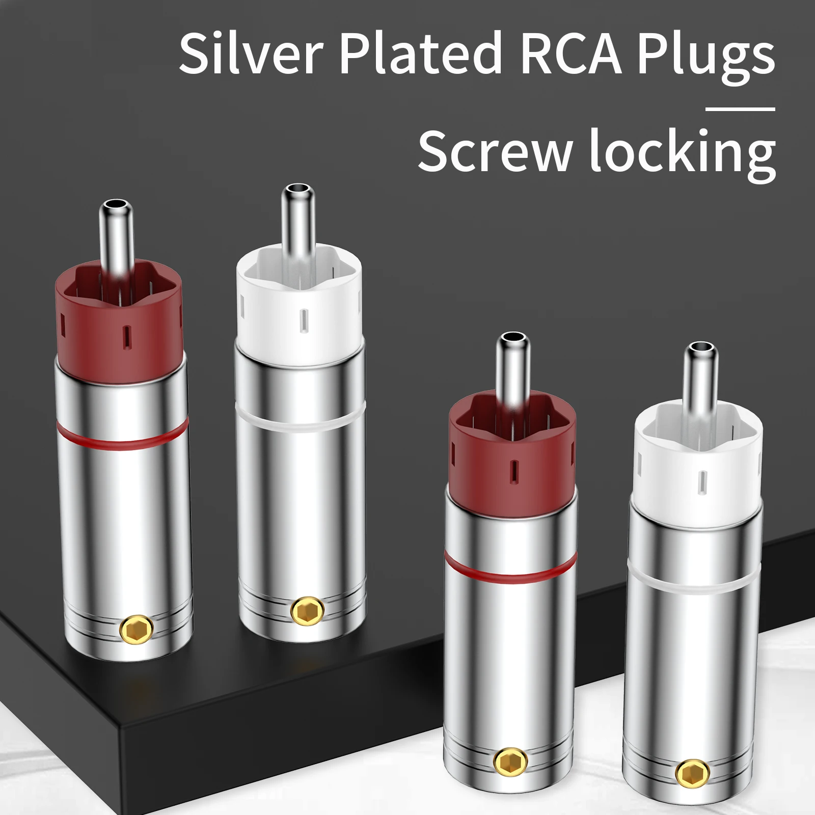 4PCS RCA Plug Star Line Shape Silver Plated Copper HIFI Audio Cable Connector