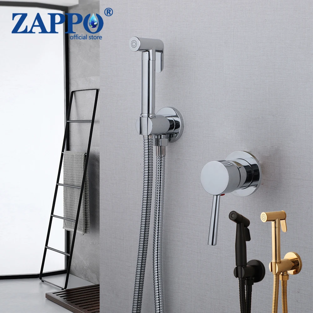 ZAPPO Handheld Bidet Sprayer for Toilet Warm Water Stainless Steel Bidet Hand Held Sprayer with Brass Hot and Cold Mixing Valve