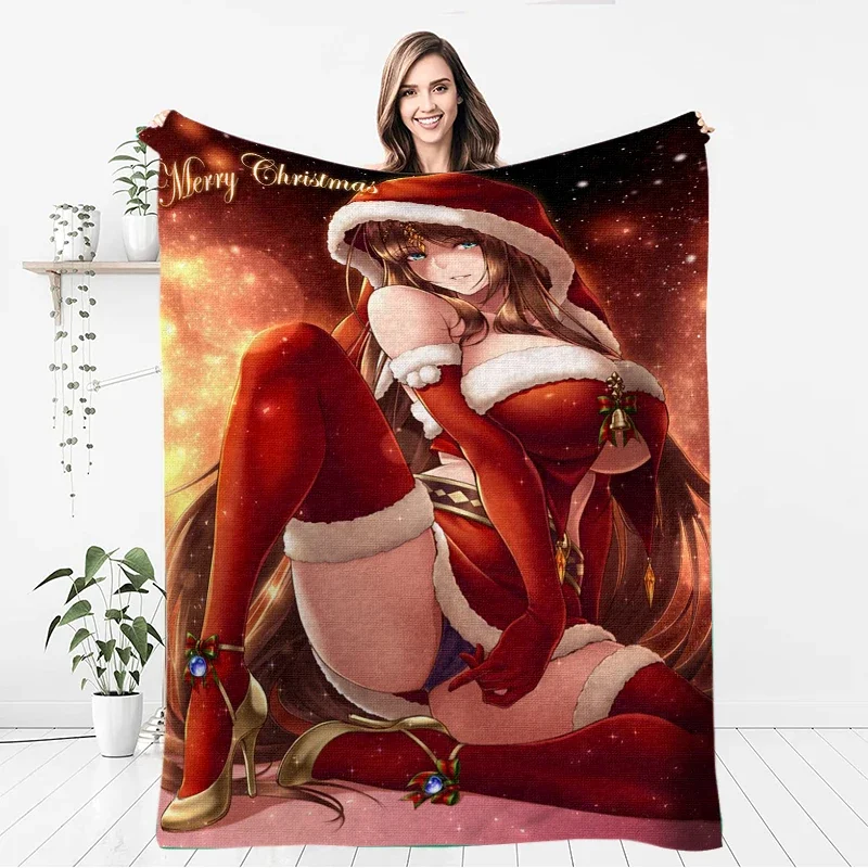 Christmas Sexy Beauty Gift Soft Plush Sofa Bed Throwing Cartoon Picnic Blankets Cover Bettdecke Geschenk Modern Flannel Blanket