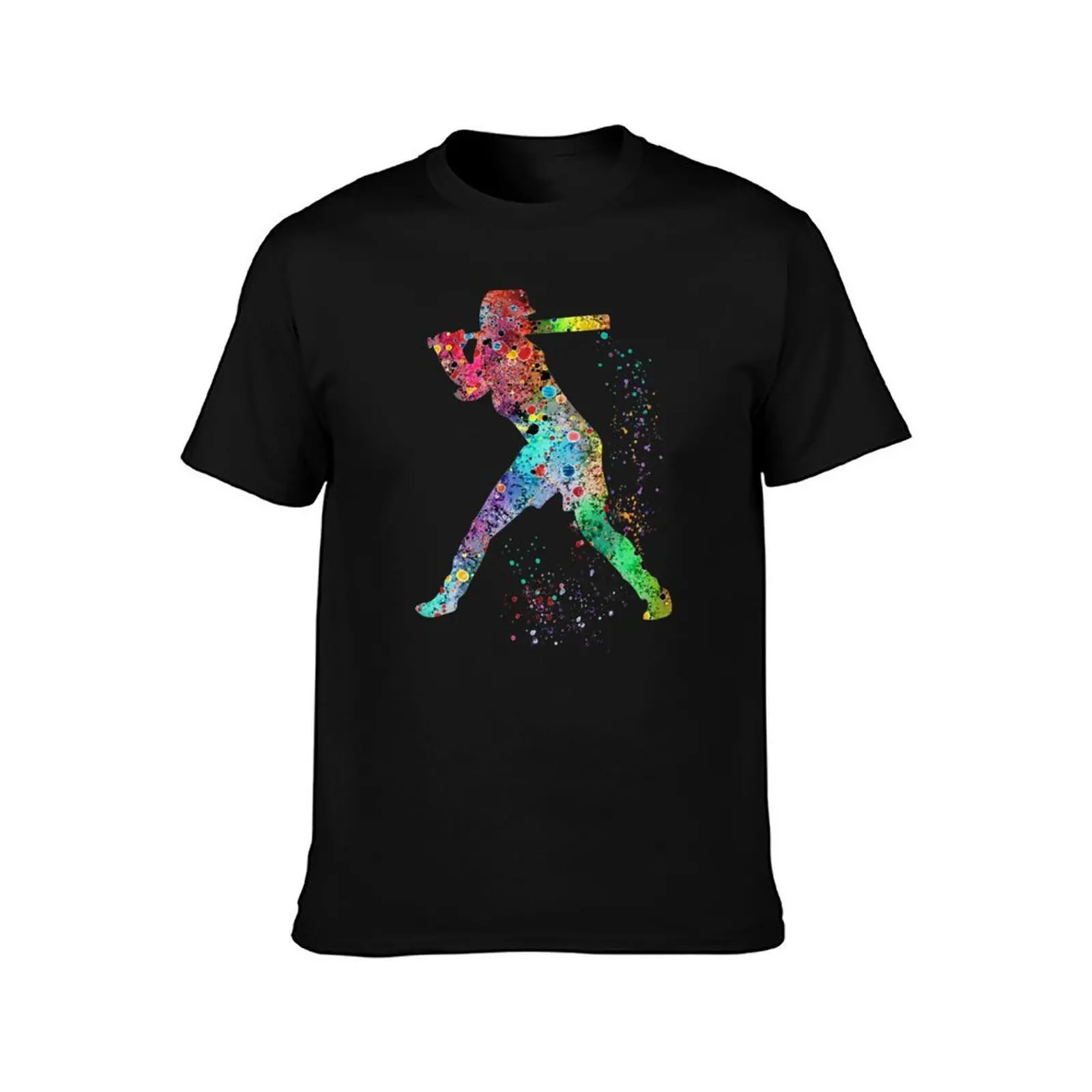 Girl Baseball Softball Batter Watercolor Painting Art Gifts T-Shirt Holiday Outdoor T-Shirt