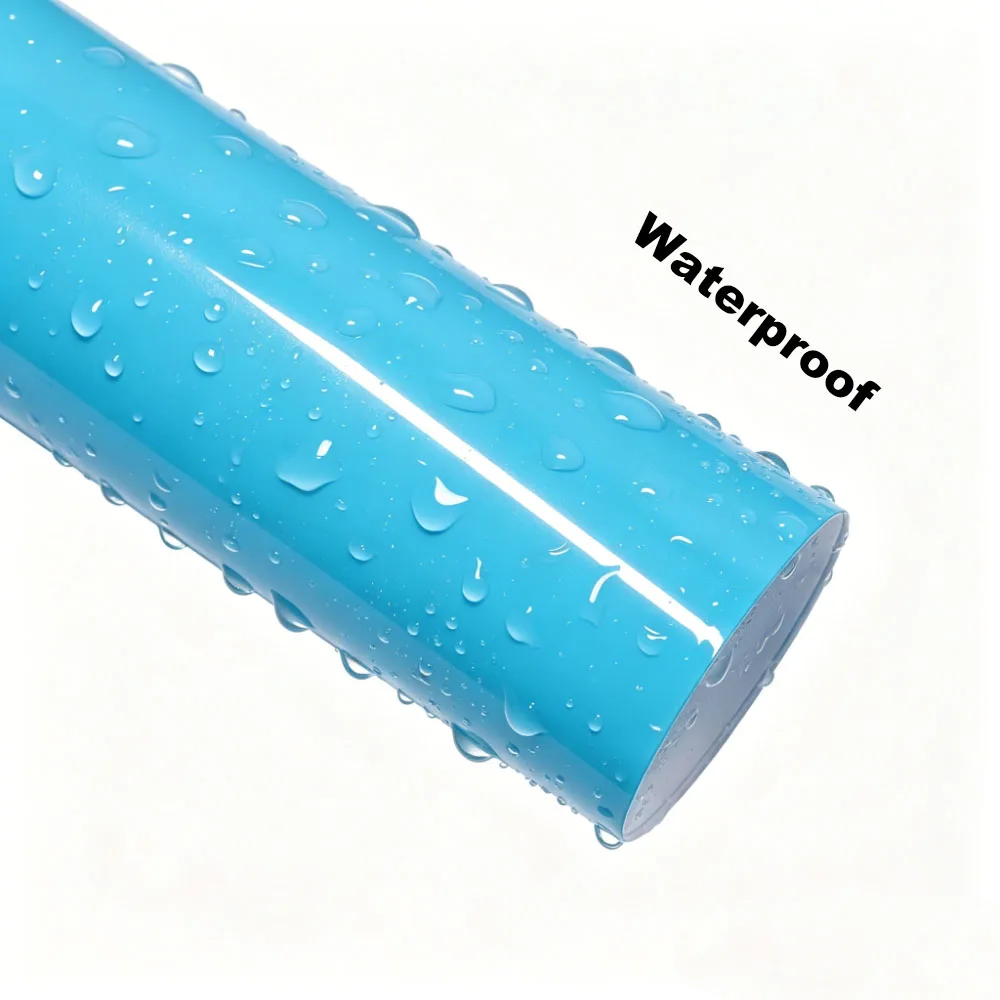 Sky Blue Car Vinyl Wrap Film with PET Release Liner Air‑Channel PVC Bubble Free Self‑Adhesive Color Change Decal Auto Sticker