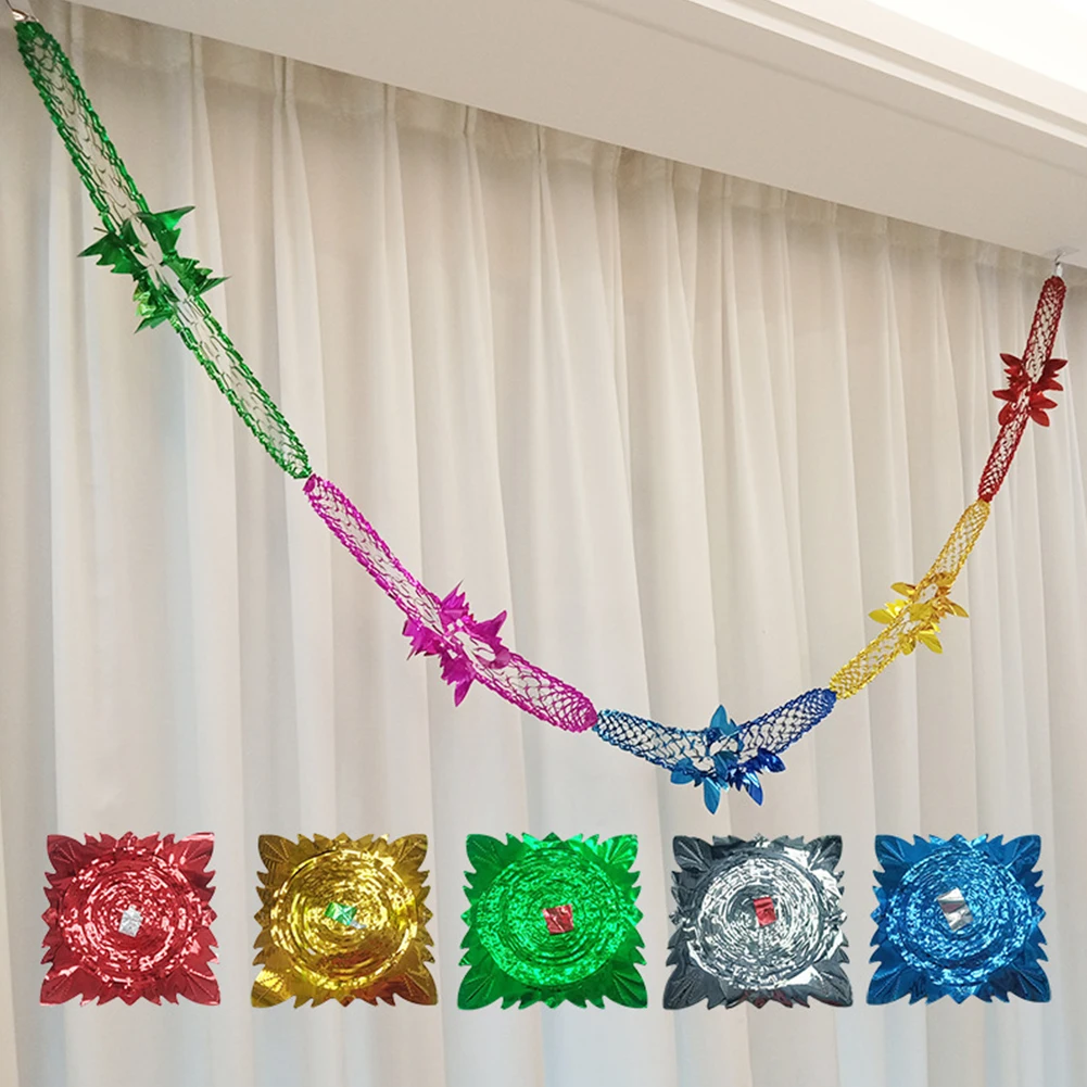 1-30Pcs Metalic Foil Garland Window Ceiling Hanging Decor Wreath Colorful Scene Decoration Garlands For Birthday Weding Party