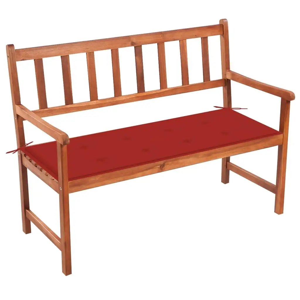 Acacia Wood Patio Bench with 47.2 Cushion - Elegant Outdoor Seating for Garden & Patio