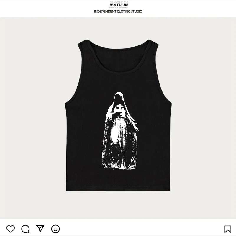 Punk gótico sexy espartilho gráfico regata estética 2000s y2k estilo impressão sem mangas camisetas femininas grunge colheita topo vintage emo meninas