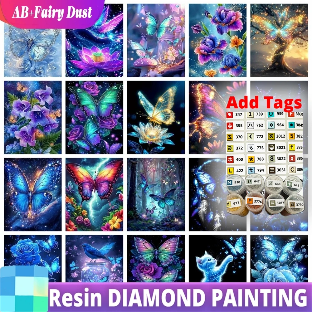 

Набор для алмазной вышивки Resin Fairy Dust AB: бабочки, животные, фэнтези, мозаика, стразы, DIY подарочные наборы, квадратные и круглые алмазы, художественные цветы, розы