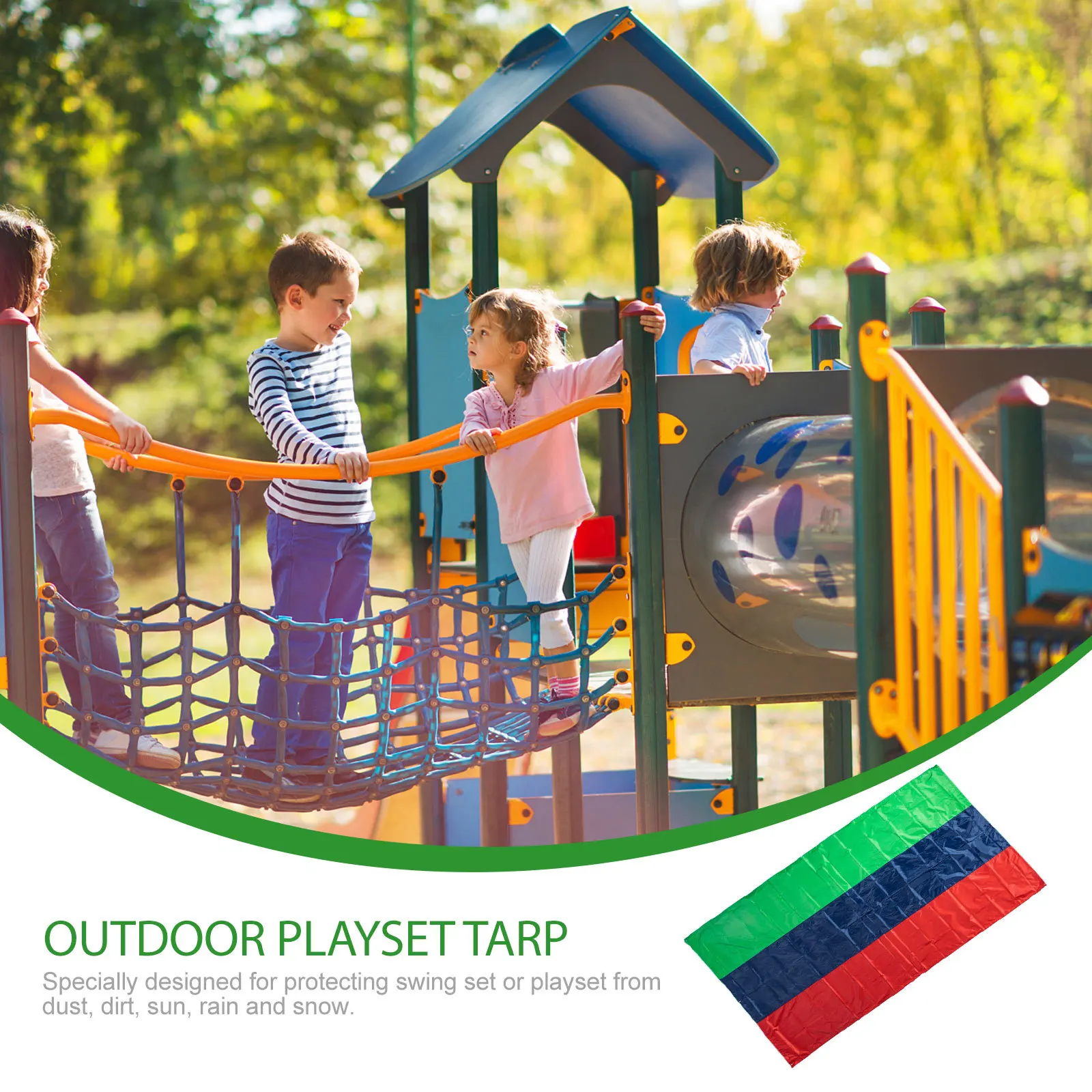 

Silver Coating Swing Set Replacement Tarp Canopy Waterproof Sun Protection Non Fading Tear Resistant Outdoor Playset Cover