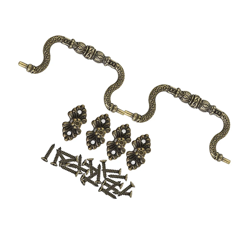 Set Pull Handles With Screws Zinc Alloy 2pcs Tracery Arch Vintage ​Antique Bronze Accessories Cabinet Decoration