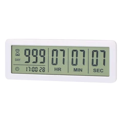 Big Digital Countdown Days Timer Clock - 999 Days Count Down Clock Timer for Graduation Lab Kitchen (White)