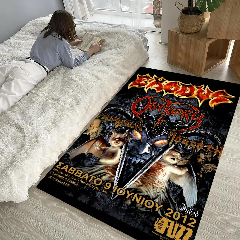 

cool Rock Band-E-Exoduss Floor Mat Soft Thickened Non-Slip Door Mat for Living Room Home Decor Flannel Rugs