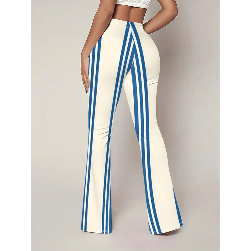 Striped printed flared pants, suitable for daily casual wear of teenagers aged 7 to 16.