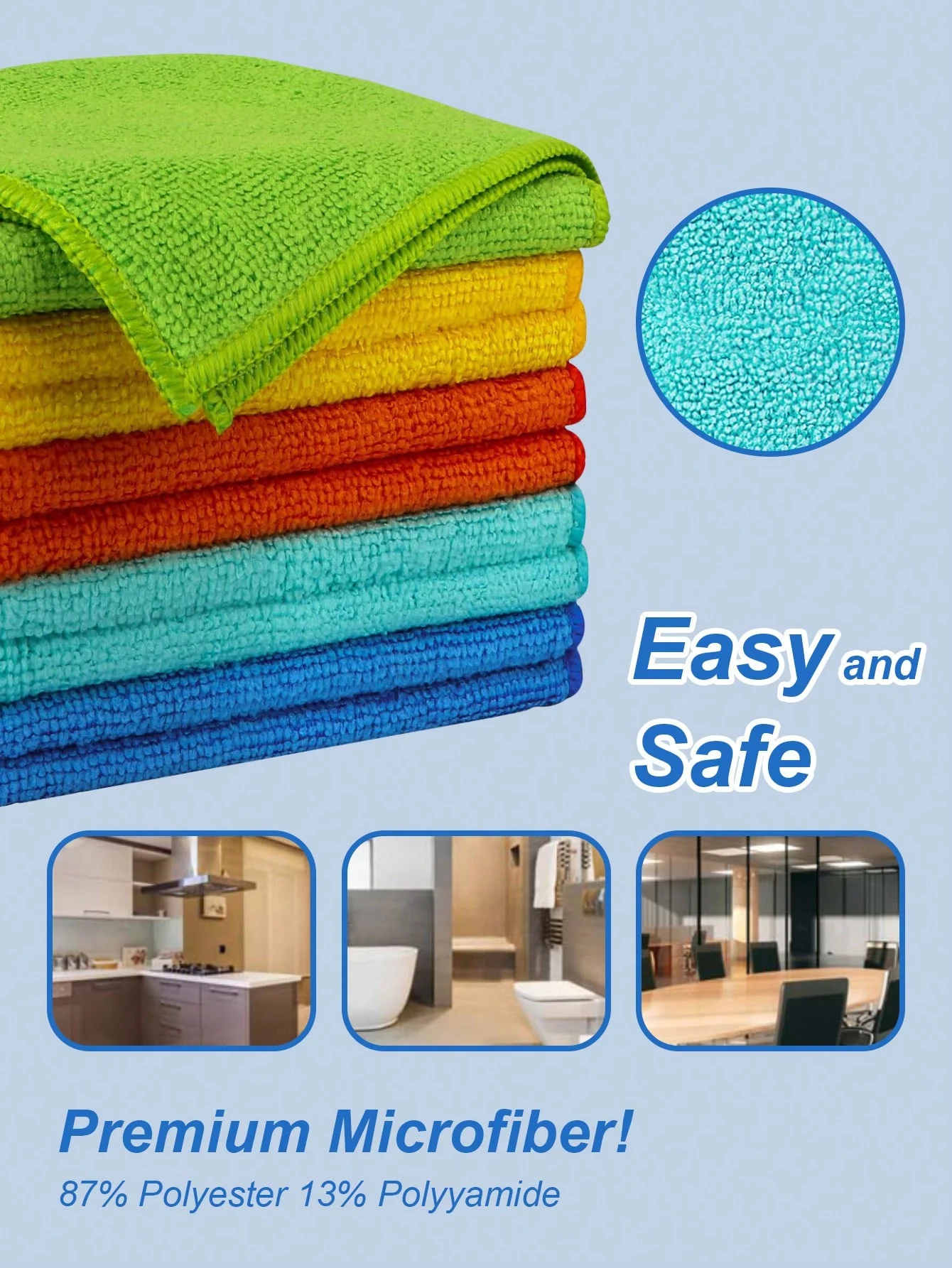 قماش تنظيف من الألياف الدقيقة، فائقة الامتصاص، خالية من الخدش، قابلة لإعادة الاستخدام، السيارة/المطبخ/الحمام/الزجاج/النافذة/غسل الأطباق، متينة، Fa #2